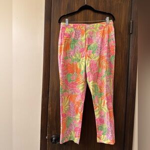 Vtg LILLY PULITZER White Label Cropped Straight Leg Pants Frog Print